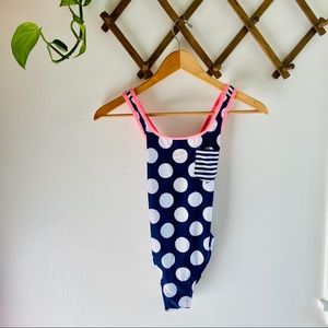 5/$25 Pink & Blue Polka Dot One piece Bathing Suit
